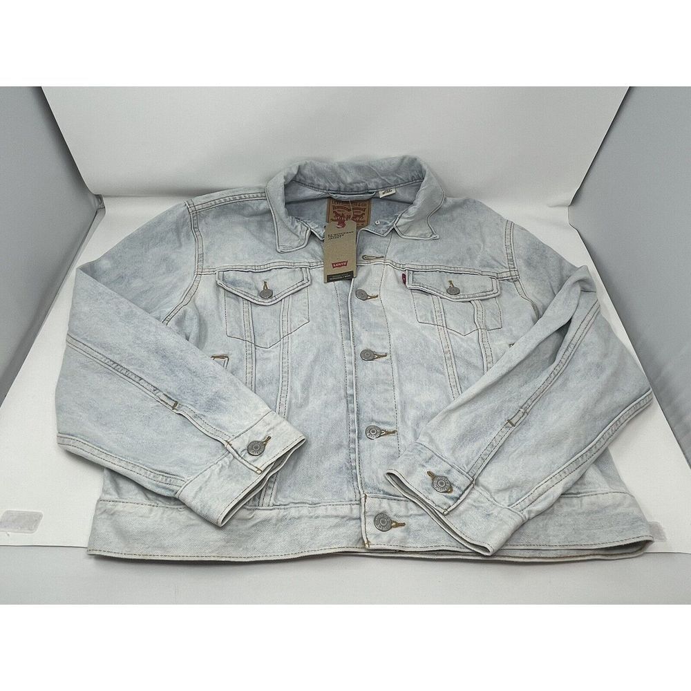 MSRP $79.50 Floral Levis Ex-Boyfriend Trucker Jacket Denim WOMENS LARGE -NEW NWT